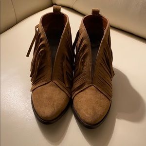 Suede fringe booties